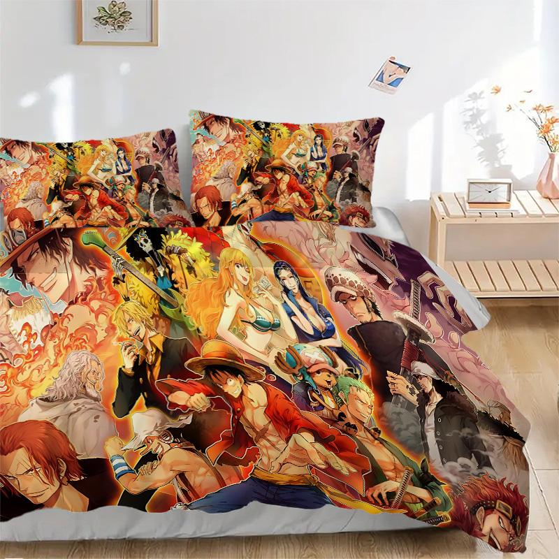 One Piece Adventure Print 3Pcs Bedding Setduvet Cover With 2 Bedropillowcase Home Birthday Gift