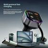 GE03 Voltage Display Car Charger with Retractable Cable and Ambient Light PD 65W Fast Charging Adapter