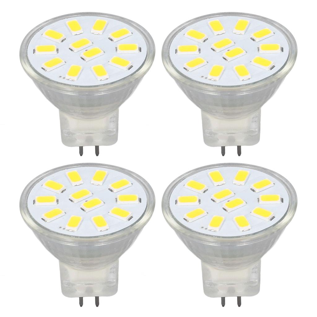 4pcs/set MR11 LED Spot Light Bulb with Dual Needle Base 360 Degrees Heat Dissipation 3W 12 LEDs Lamp