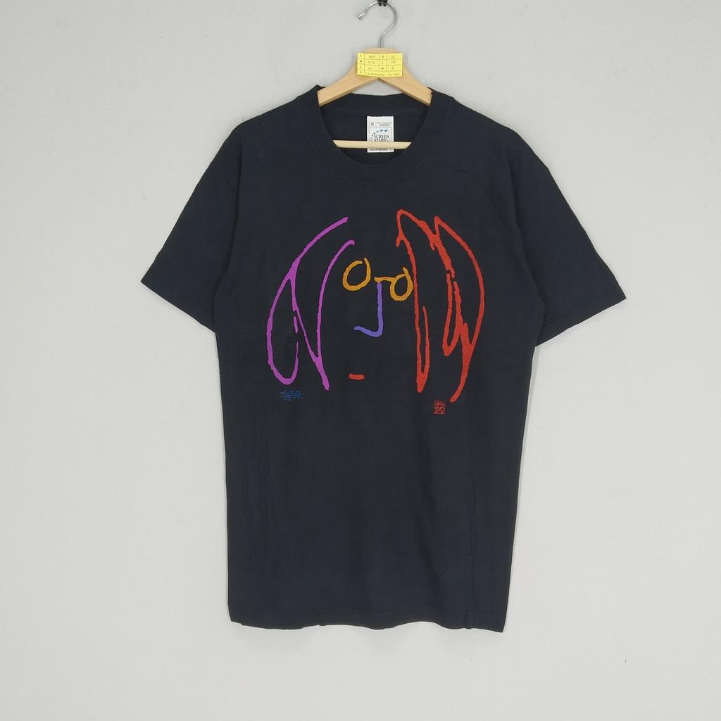Vintage 90s John Lennon Artwork Legendary The Beatles Band Promo T-shirt John Lennon Black T-shirt