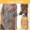 Elegant Bb Women Floral Print V-neck Big Size Tops Tunic For All Seasons