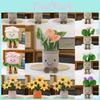 Creative Orchid Sunflower Lotus Floral Plush Doll With Short Material For Collection And Display