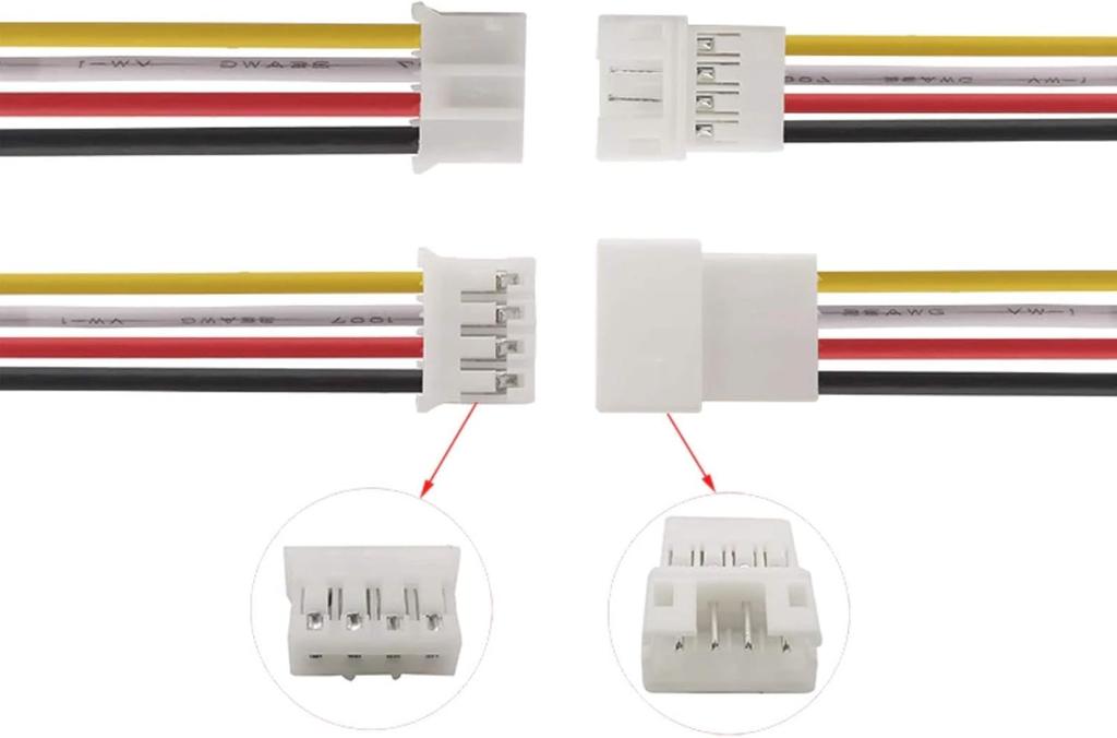 Set of 5 Pairs Micro JST PH 2.0 4 Pin Connectors with 10 cm Cable – 2 mm pitch Male/Female Connectors – Ideal for Lipo Batteries