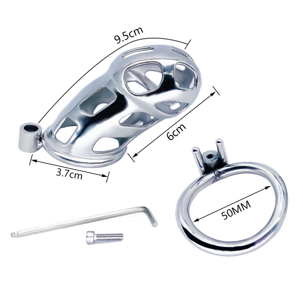 SHAZ Male Chastity Cage Continuously Designed Stainless Steel Cock Protection Male Masturbation SM Game Toy