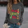 Women's Fashion Casual Long Sleeve Solid Color Christmas Printed Round Neck Top Sweatshirt