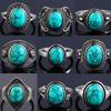 Vintage Silver Ring Natural Turquoise Rings Luxury Jewelry Party Anniversary Birthday Gift for Women