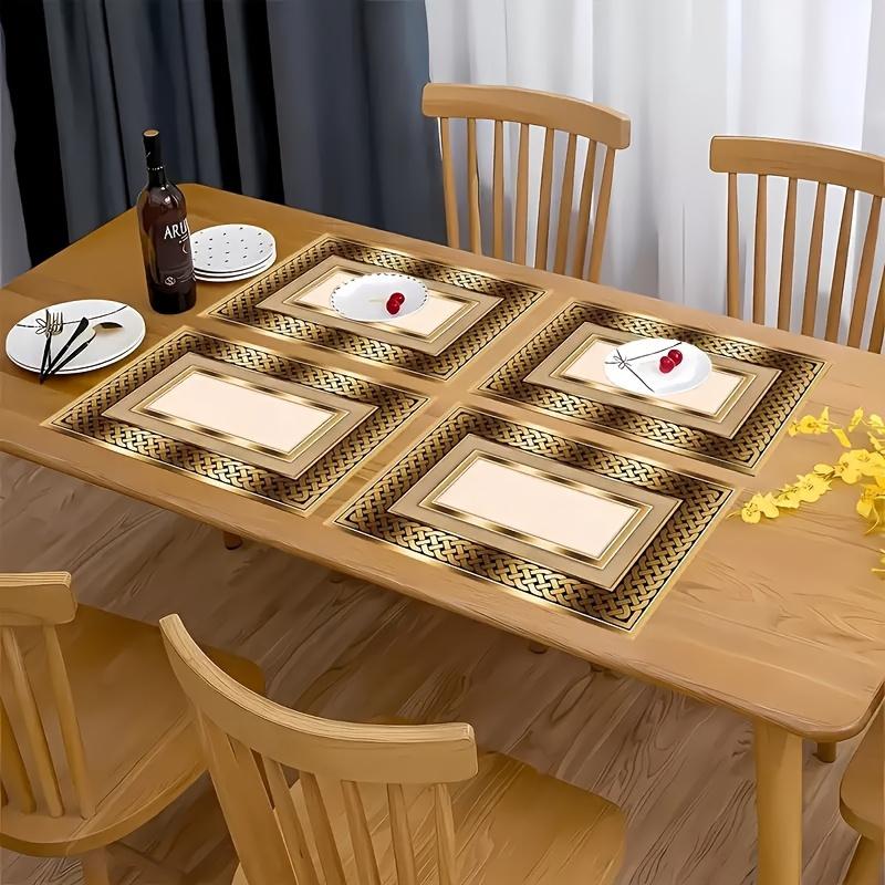 2/4/6/8pcs Set • Vintage Boho Chic Art Placemats • Luxury Golden Abstract Art Design • Suitable for Holiday Feasts and Everyday Kitchen • Dining Room,