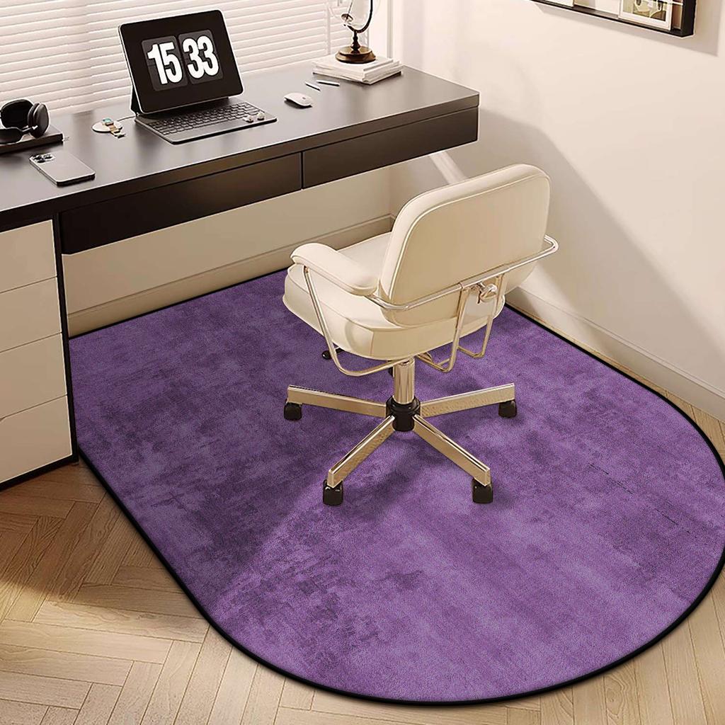 Modern Grey Elliptic Chair Mats Easy Clean Large Area Living Room Carpet Non-slip Bedroom Decoration Cloakroom Rugs Customizable