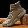 Men's High-top Casual Shoes Lace Up Leather Sneakers Plus Size 39-46