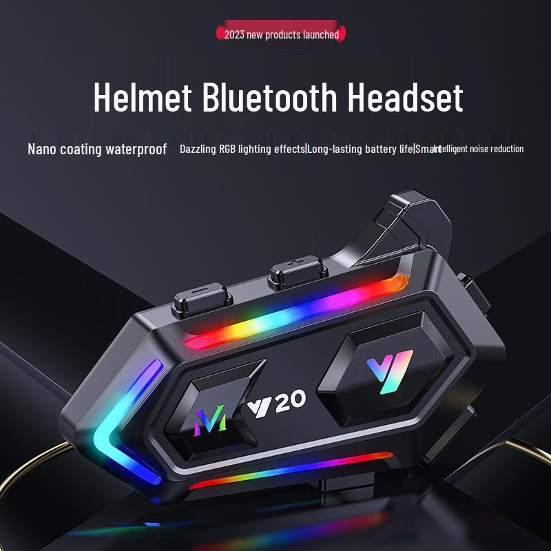 Водонепроницаемая Bluetooth-гарнитура для шлема Y20 с RGB-подсветкой и мощным басом