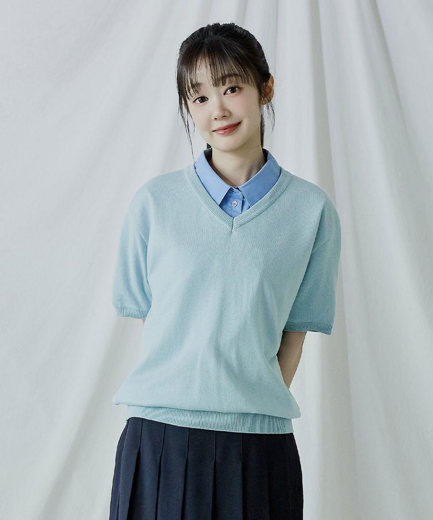 POLYGRAM Cool Touch Essential V-Neck Short Sleeve Knit - 7 Colors