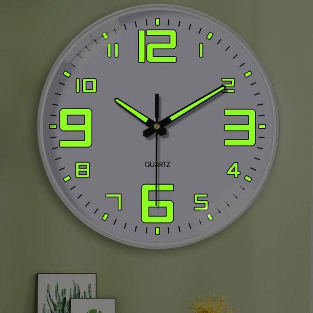 Round Luminous Wall Clock Silent Digital Clock Light Glow In The Dark Quartz Wall Clock Home