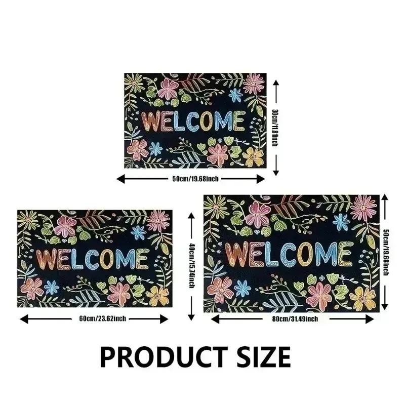 Cute Cat Pattern Door Mat "Goodbye" and "Hello!" Welcome Floor Mat Perfect Entrance Living Room Kitchen Door Mats Decoration