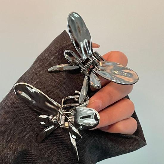 Hairpin Small Compact Metal Hair Clip Silver Color Butterflies Shape Back Head