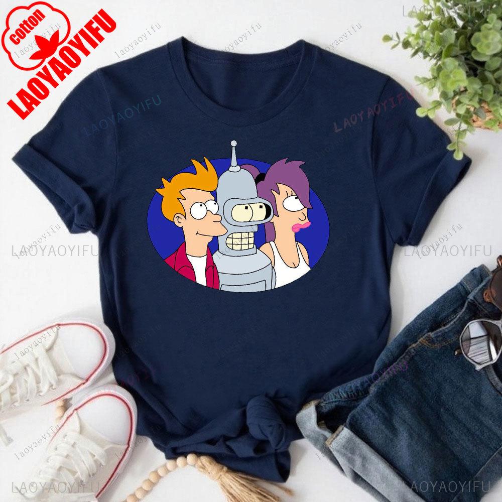 FFuturama Retro Robot Print T Shirt Unisex Clothing Bender Evolution Geek Graphic Tshirts Women Unisex Harajuku Casual Top Clothing