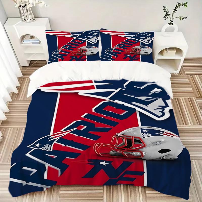 3 шт. Футбольный шлем New England Patriots Декор для дома Комплект постельного белья - Идеально для спальни, гостевой комнаты, гостиной, отеля - Идеальный подарок f