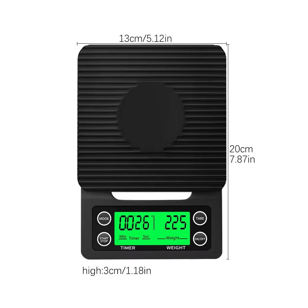 Цифровые весы для кофе с таймером, светодиодным экраном, эспрессо, USB, макс. 3 кг, вес 0,1 г, высокоточные измерения в унциях/мл/г, кухонные весы