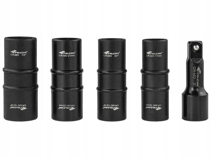 Double-sided impact sockets 1/2" for aluminum rims, 5 pieces