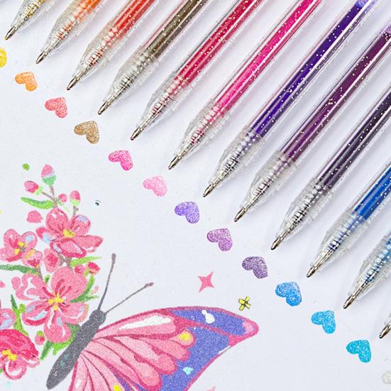 Набор гелевых ручек с блестками, яркие сверкающие чернила, маркеры для письма, рисования дудлов, неоновые хайлайтеры нажимного типа для ведения дневника, скрапбукинга и художественных проектов