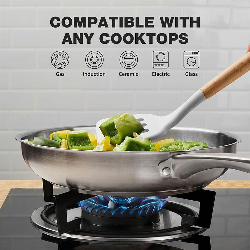 Tri-Ply Stainless Steel Frying Pan 8 Inch 10 Inch Induction Cooking Pan Skillet Fast Heating Chef's Pan Skillet Oven Safe