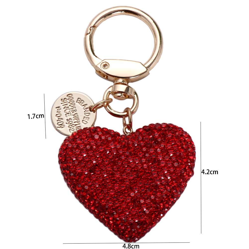 Pendant Rhinestone Interior Accessories Key Ring Love Heart Keychain Keys Holder Crystal Keyring