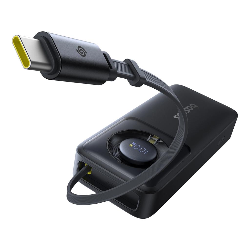 Powerbank Baseus Free2Pull 10000Mah 30W Z Portem Usb-C I Rozwijanym Kablem Usb-C - Czarny