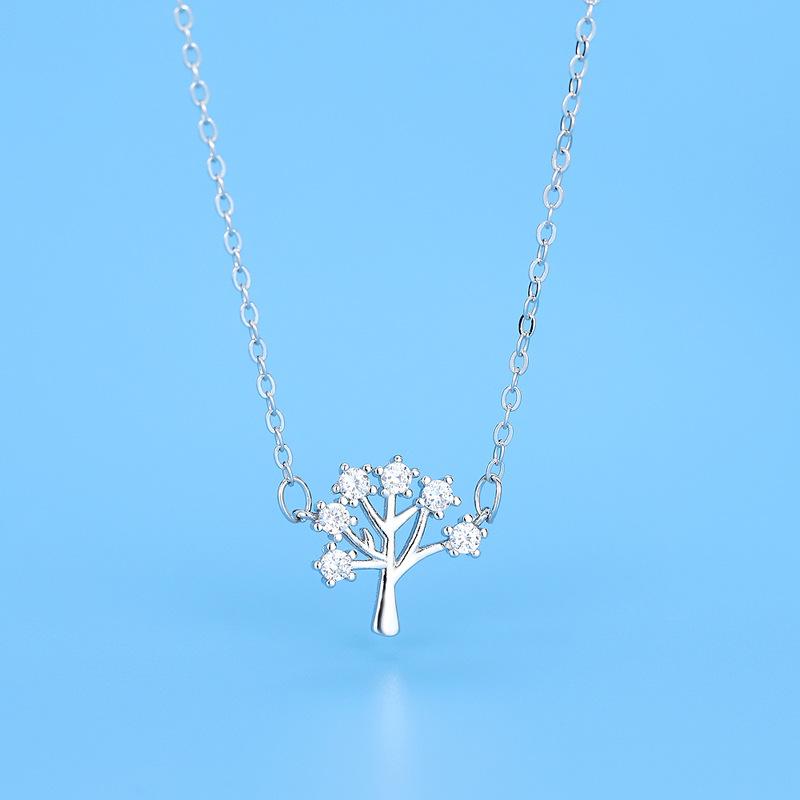 Snowflake Wishing Small Tree Necklace Necklace Inlaid with Diamond Student Women's Pendant Christmas Gift