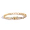 Bezel Setting 4mm Square CZ Tennis Bracelet 18K Gold Plated Brass Bling Hip Hop Jewelry for Women Men