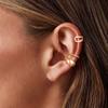 Stylish Gold-Plated Brass Ear Cuff Set with Zircon Accents – Women's Versatile Three-Piece Jewelry