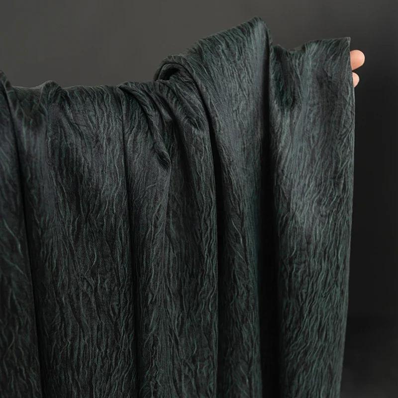 50x145 см ацетатная морщинистая ткань темно-зеленая плиссированная ткань чонсам платье-комбинация дизайнерская одежда своими руками шитье оптовая продажа тканей