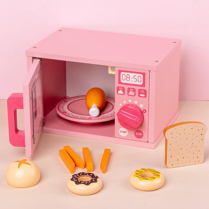 Children's Early Education Educational Simulation Play-house Microwave Oven Bread Baking Dessert Package Kitchen Wooden Toys