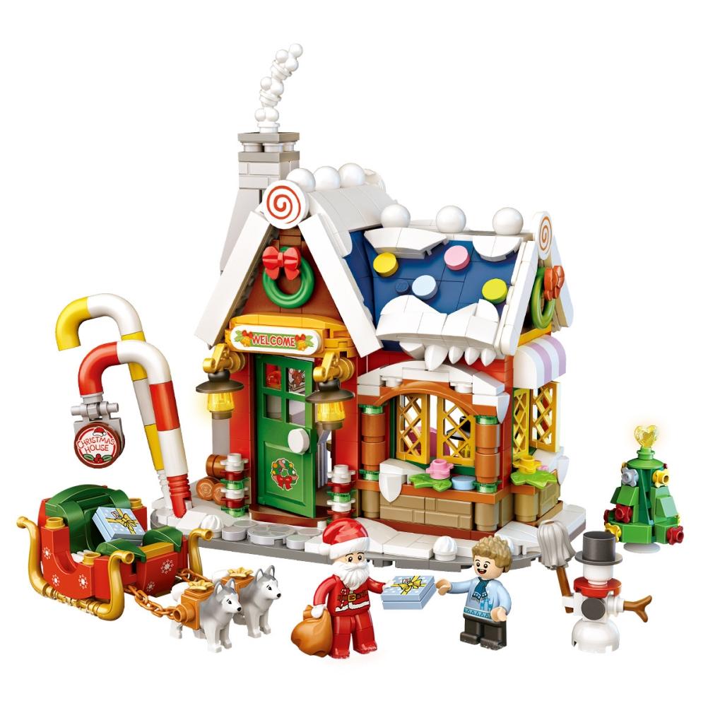Christmas House Tree Santa Claus Snowman Mini Building Block Children"s Educational Toys Christmas