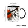 Music Theme Mug Coffee Mug Guitar Piano Violin Ceramic Cup Comfortable Handle Patterned Drinkware Home Office Desk Tea Cups