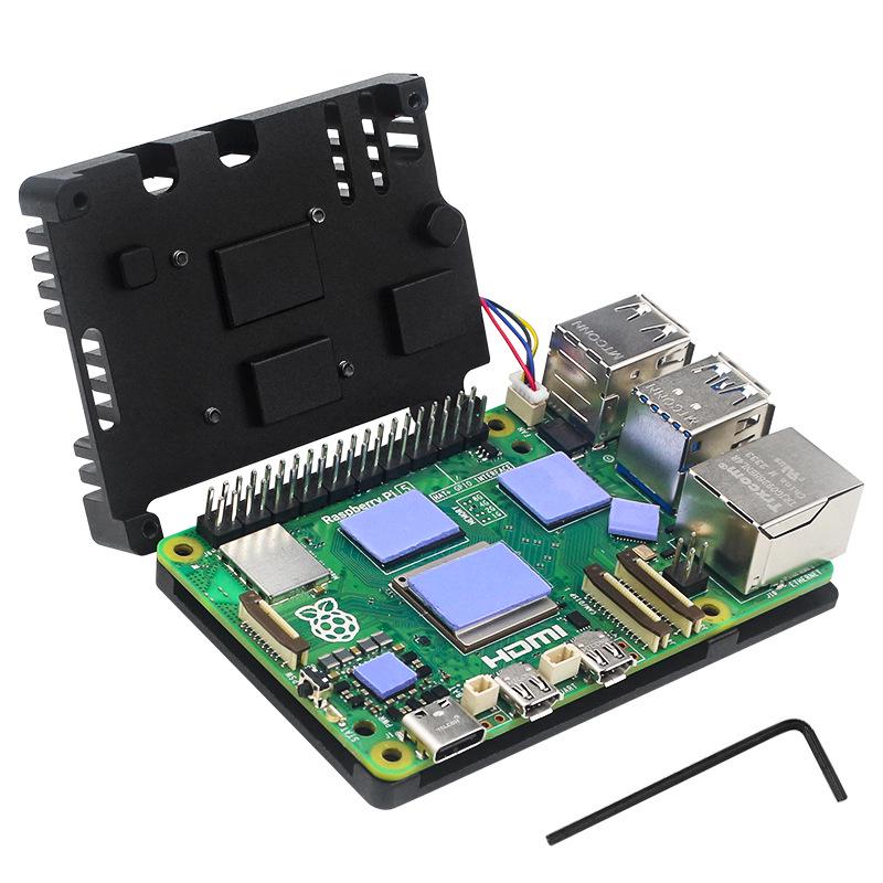 Бронированный корпус из алюминиевого сплава для Raspberry Pi 5 с PWM-вентилятором, инструментами и термопастой