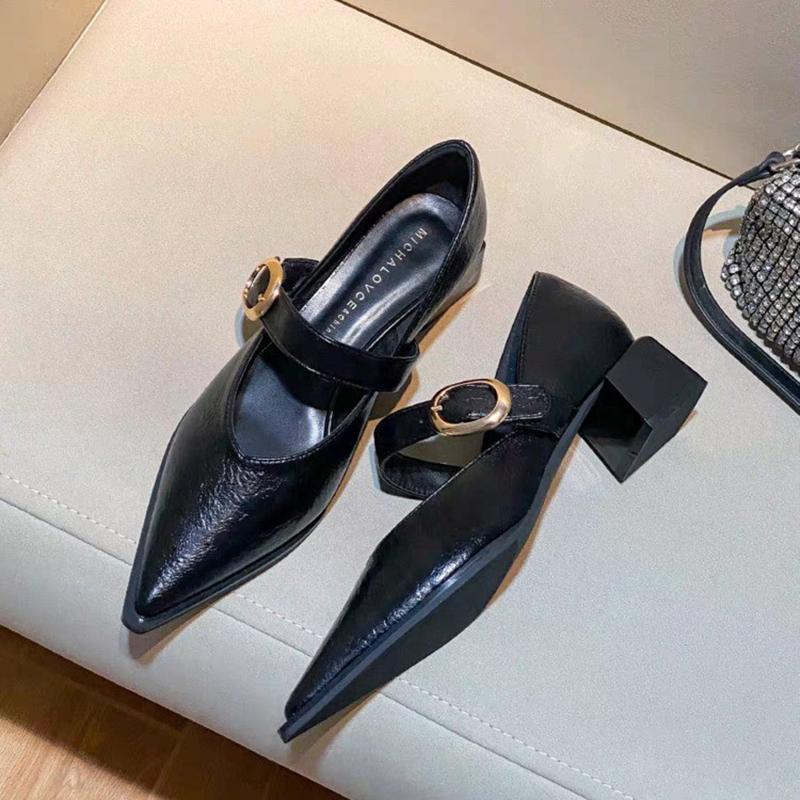 Дизайнерские винтажные серебристые туфли Мэри Джейн с острым носком, женские туфли на низком каблуке, модные повседневные туфли