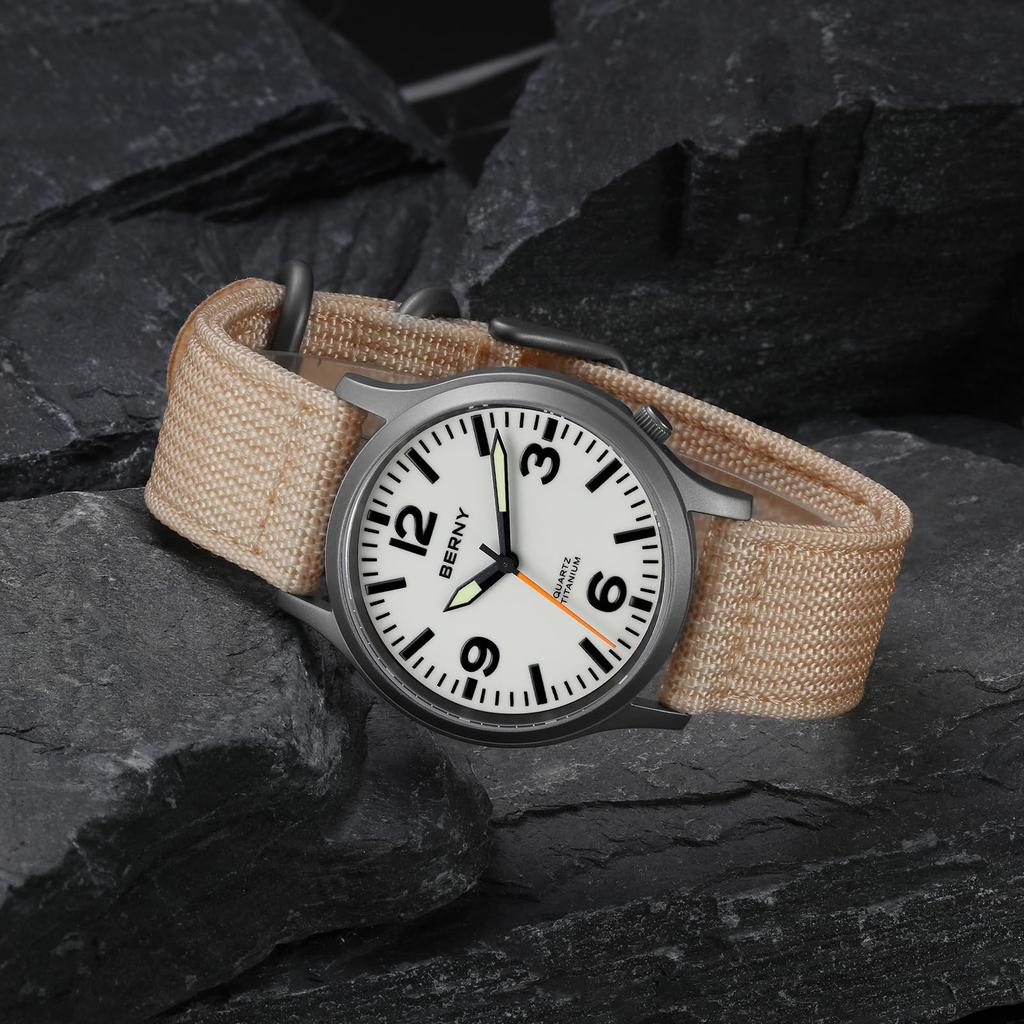 BERNY титановые часы мужские часы часы японский кварцевый механизм Sweep Seconds VH31 5ATM водонепроницаемые аналоговые кварцевые часы супер светящееся сапфировое стекло мужские