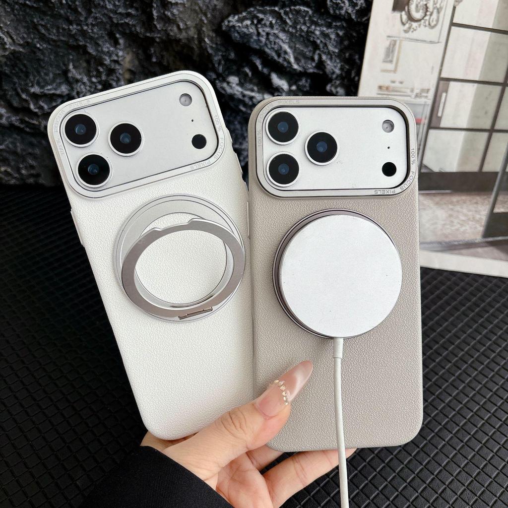 Чехол-подставка 360° с магнитом и защитой от падений для iPhone 17 Pro, с узором "Личи".