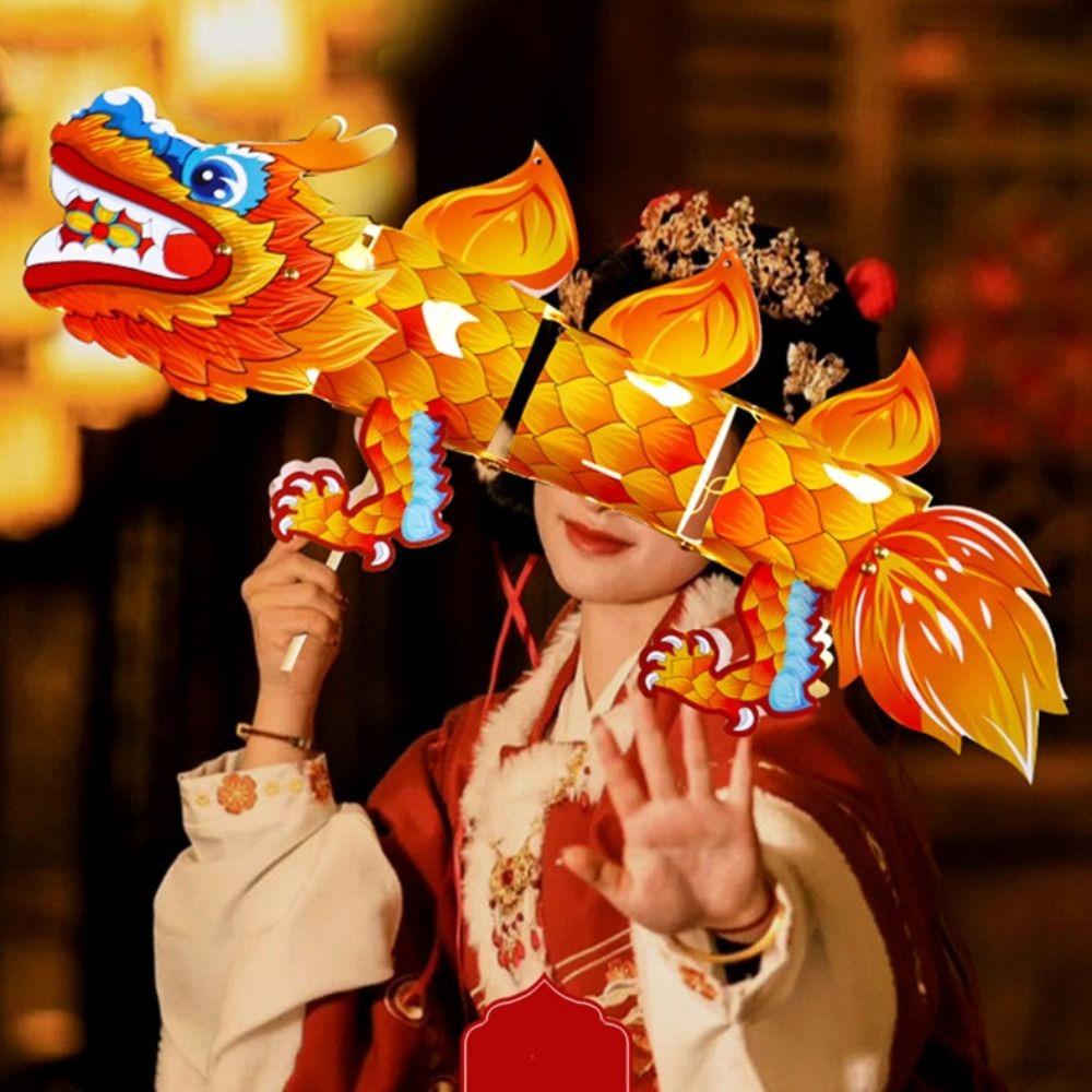 DIY Craft Chinese Style Dragon Lamp Luminous Handheld Dragon Lantern  Children's Toys