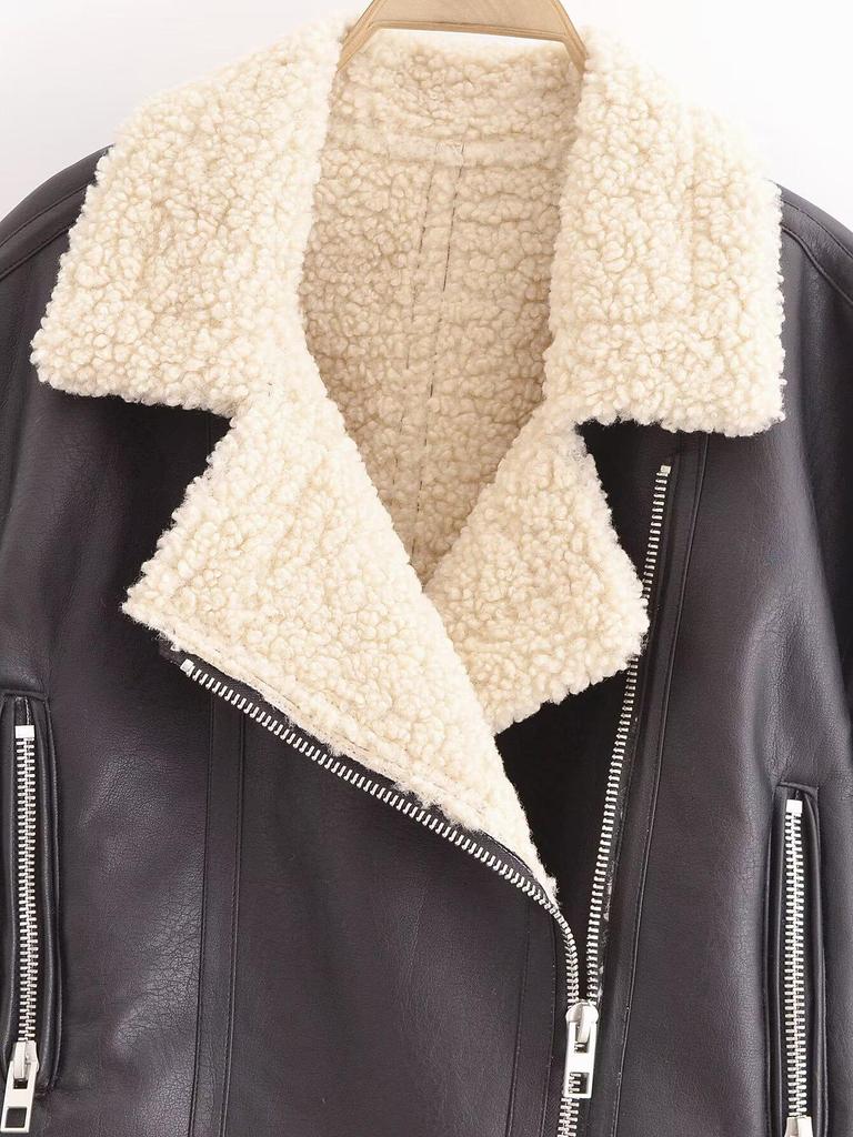 Женская кожаная куртка-пальто из цельного меха в европейском и американском стиле - Универсальная новая мода