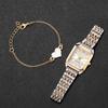 Xiaomi 2PCS Fashion Rectangle Women Quartz Watch Heart Bracelet Set Ladies Roma Dial Wristwatch Reloj Mujer Girls Gift (Without Box)