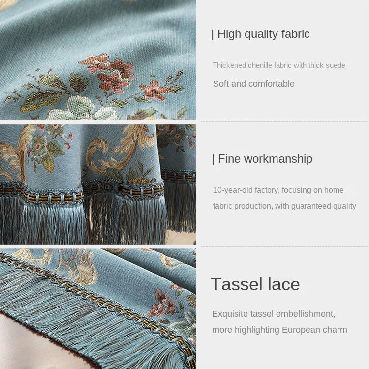 European Style Flower Tassel Tablecloth Thicken Chenille Rectangular Table Cover Round Dining Table Coffee Cloth Dust-proof
