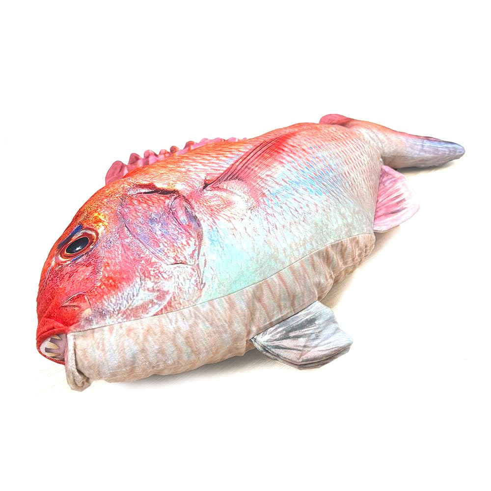 Ultra-Realistic Life-Sized Red Sea Bream Plush Toy Cushion 80cm Jigging Figure Toy Fish Display