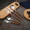 Набор столовых приборов из серебра премиум-класса из нержавеющей стали, 20 предметов, эргономичная деревянная ручка, зеркальная полировка, на 4 персоны