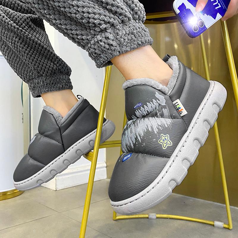 Warm Winter Cotton Shoes Women Warm Fur Home Slippers EVA Non-Slip Plush Slippers Indoor Couple Thick Sole Footwear Slides