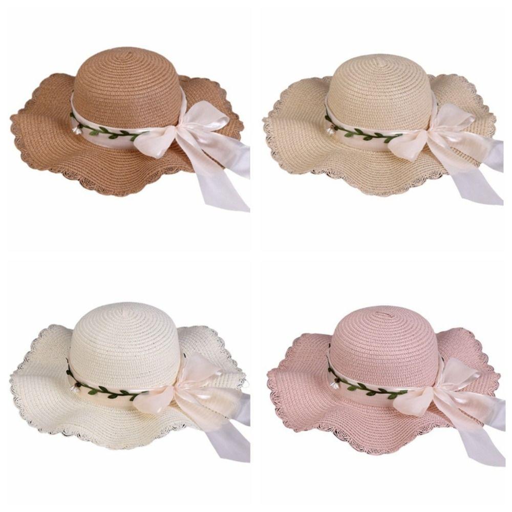Colorful Weave Hat Wide Brim Women's Sun Hat Fashion Bow Straw Hat Travel