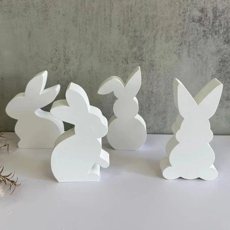 Cute Rabbit Candle Silicone Moulds Gypsum Car Mounted Incense Expanding Gypsum Soap Molds Easter Bunny Aromatherapy Candle Mold