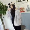 Женское теплое пальто из искусственного меха с капюшоном, зимняя верхняя одежда, пушистая куртка, толще