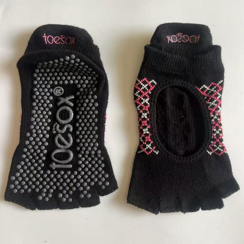 Cotton Toe-Separating Yoga Socks Pilates Barre Dance Fitness Non-Slip Grip Short Cuff Unisex