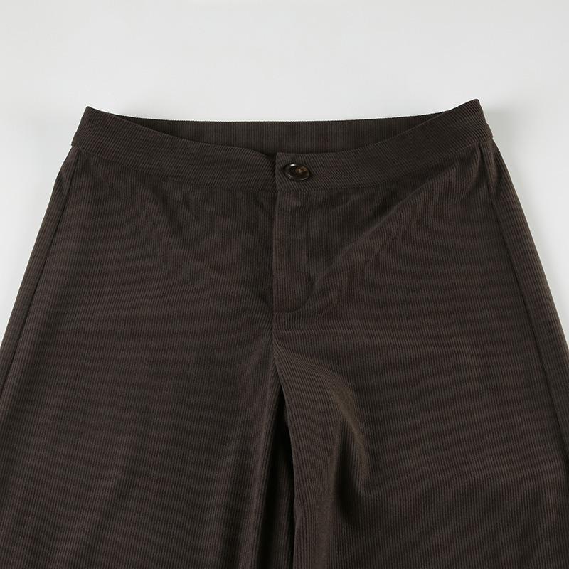 Женские ретро вельветовые базовые микро брюки осень и зима новые повседневные однотонные свободные прямые широкие брюки