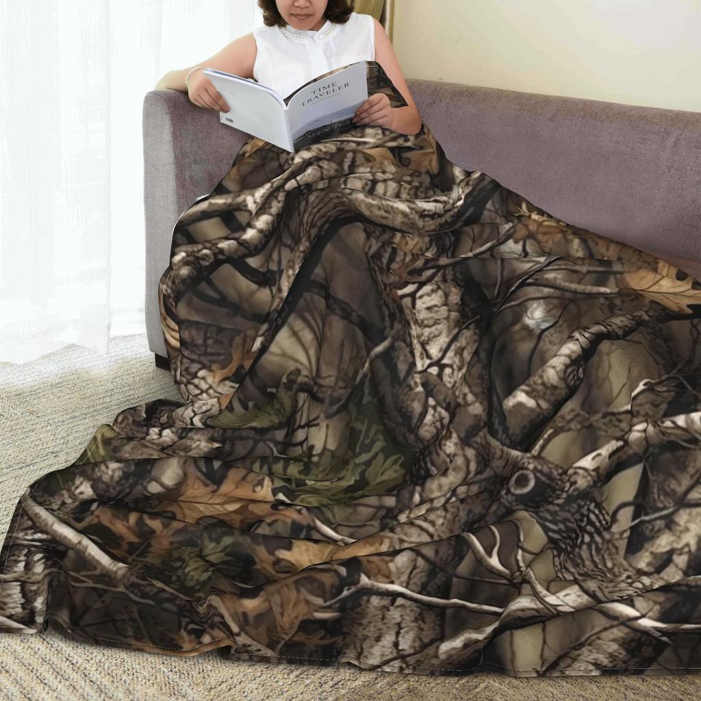 Фланелевый плед Real Tree Forest Camo Камуфляжный узор Теплые плюшевые одеяла Мягкое покрывало для кровати Гостиная Путешествия